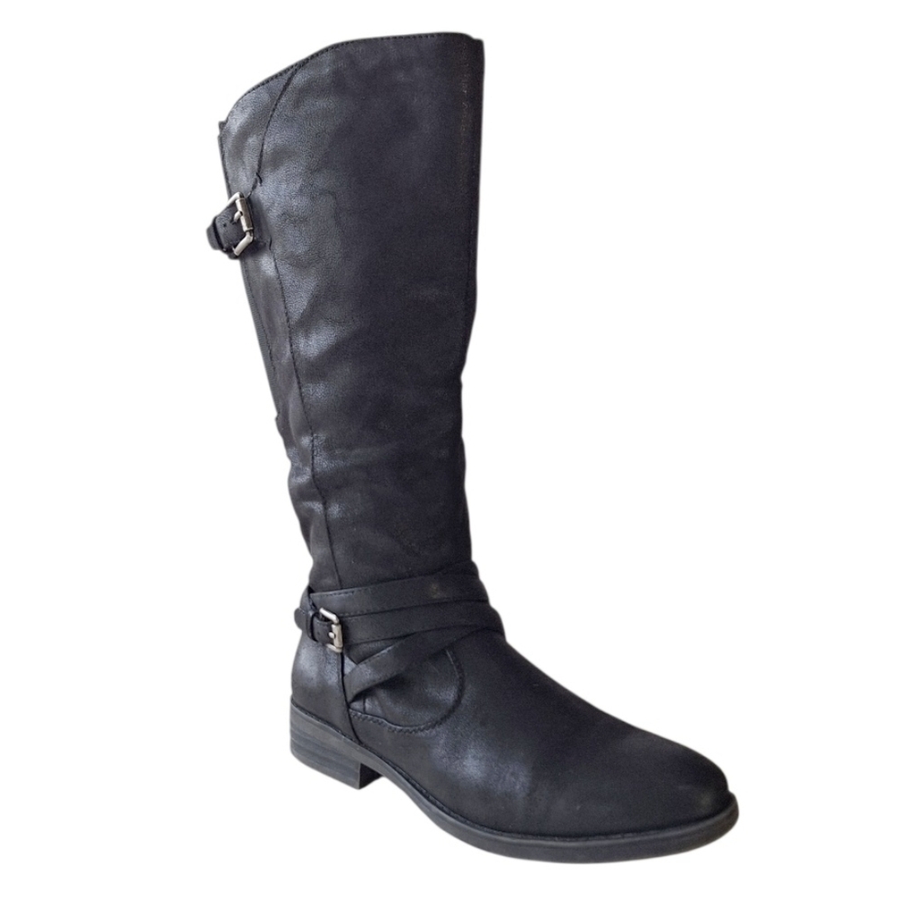 Baretraps Alysha Black Microfiber Riding Boots Vegan 9.5